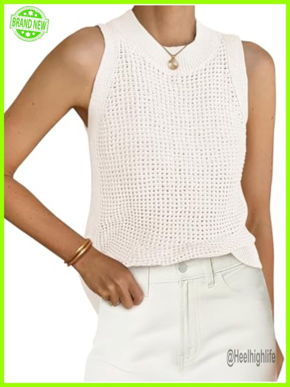 Crochet Tank Top Sleeveless Eyelet Knit Sweater Boho Beach